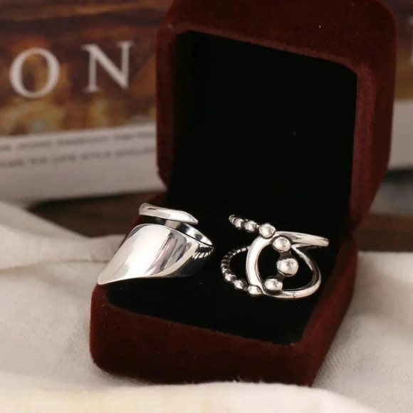 Minimalist 925 Sterling Silver Wrap Ring Bead Twist Ring Dainty Statement Ring - Picture 2 of 7